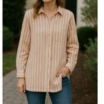 Soft Surroundings  Button Down Shirt Striped 100% Cotton Long Sleeve Top‎ Size 3X Photo 10