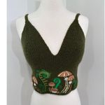 Mushroom Graphic Fairycore Sz L Knit Cami Crop Tank Top Embroidered Sweater Boho Green Size L Photo 7