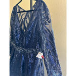 Mac Duggal  LONG SLEEVE EMBELLISHED EVENING GOWN IN MIDNIGHT BLUE 67113 SIZE 18 Photo 6