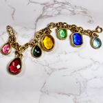 Saint Laurent Yves Ultra Rare Gold Plated Multicolored Jewel Charm Bracelet Photo 6