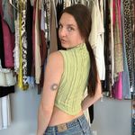 Light Green Textured Mock Neck Sleeveless Crop Top Size M Photo 1