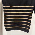 Caslon  Striped Knit Sweater Black Cream | V-Neck Long Sleeve | MP Photo 9
