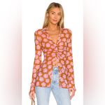 Free People  Lucky Shirtee Floral Button Up Shirt in Coffee Sheer Mesh 70s Medium Photo 2