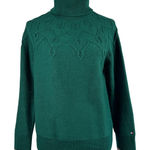 Tommy Hilfiger Green Turtleneck Sweater Cable Knit Long Sleeve Women Medium Photo 0