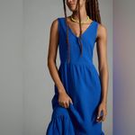 Sol Angeles  Anthropologie Blue V-Neck Crepe Dress Photo 2