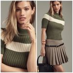 Anthropologie NWT | Pilcro Striped Short Sleeve Mock Neck Sweater | XXS Photo 1