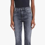 MOTHER the Insider Crop Step Fray in Train Stops Size 25 Denim Ankle Jean Black Photo 0