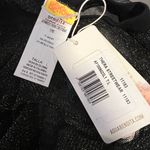 Agua Bendita Top Black Gold Metallic Sheer Mesh Sequin Logo Oversized Large New Photo 4