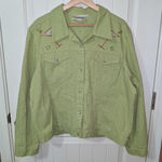 Vintage Christine Alexander Cocktail Embellished Denim Jacket Women's XXL Green Size 0X Photo 0