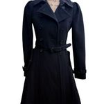 Burberry  Prorsum Cotton Blend Long Pleated Black Double Breasted Trench Coat 38 Photo 0