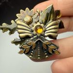 Autumn Winged Angel Sunflower Multi Color Enamel Brooch Pin Signed KC Photo 12