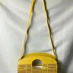 UNBRANDED WOODEN SLAT PURSE GOLDEN MUSTARD YELLOW INSIDE ZIP POUCH Gold Photo 10