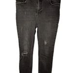 Free People  Black Denim Jeans Size 28 Frayed Hem Distressed Stretch Photo 0
