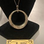 Vintage Silver Etched Hoop Drop Chinese Character Screw Back Earrings Photo 5