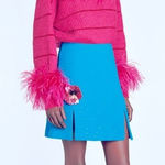 ART DEALER Fuchsia Wool Blend Chain of fools Sweater Ostrich feathers Size XS Pink Photo 0