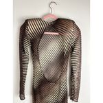 Bronx and Banco Electra Brown Optical Illusion Maxi Dress XS The Viral Mesh Moment Photo 14