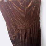 EXPRESS  velvet strapless corset asymmetrical midi sheath dress in espresso color Photo 3