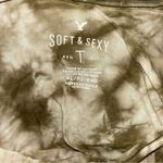 American Eagle  Outfitters Tie-Dye Cold Shoulder Top - Green and White Photo 3