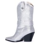 Azalea Wang Federica Silver Crystal Shortie Western Cowgirl Boots Rhinestone 6.5 Photo 1