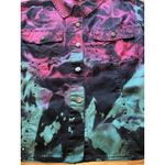 H&J Women Size 1X Water Color Print Denim Jean Jacket Artsy Buttons Cotton City Photo 13