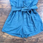 Loft • Petite Clip Dot Romper teal tie waist shorts swiss dot summer Photo 8