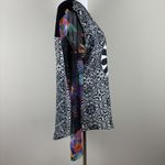 Desigual Top Womens Large Black Multicolor Floral Long Sheer Mesh Sleeve Y2K L Photo 6