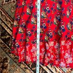 Anthropologie  Maeve Red Floral Dress ruffle wrap sz 10 M Photo 6