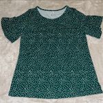 Tickled Teal  green polka dot top, size Large Photo 0