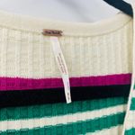 Free People Gidget Ivory Striped Long Sleeve V-Neck Knit Sweater Dress Size M Photo 2