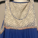 Umgee Lace Cream & Blue boho stye short dress with pockets Photo 6
