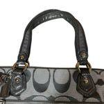 Coach Poppy Signature Sateen Tote Gray Silver Metallic Shoulder Bag Purse Large Photo 2