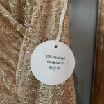 Luxxel Gold Tulle Spaghetti Strap Formal Maxi Gown- Small Photo 9