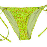 Aerie  String Cheeky Swim Bottoms Neon Floral Print Tie Side Bikini Size L Photo 0