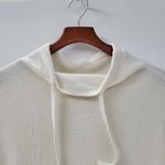T by Talbots Womens Sweater Large Ivory Drawstring Cowlneck Waffle Knit Pullover White Photo 2