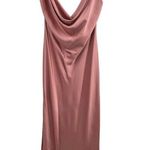 Social Bridesmaids Asymmetrical Shoulder Column Dress Satin 8211 XL Desert Rose Photo 4