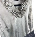 The Limited  Gold Ruffled Black Tweed Lightweight Above Knee Sheath Dress Size 10 Photo 2