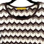 Alice + Olivia knit brown cream white chevron stripe mini sweater dress Photo 3