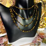 2) 14K Gold Beaded Tigers Eye Necklaces Photo 2