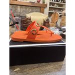 Larroude Women's Orange Gold Milan‎ Grommet Thong Sandals Size 10/11 $140 MSRP Photo 3