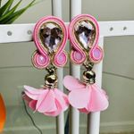 Handmade Dangle Drop Earrings with Chrystals Soutache handcrafted UniqueJewelry Photo 1