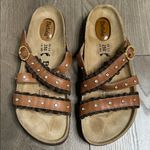 Birkenstock Betula Rhinestone Stud Brown Leather Strappy Sandals Euro 39 Size 8 Photo 0
