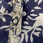 Soft Surroundings  Blue White Leaf Print Beaded Tunic Blouse Pockets Size Small Photo 7