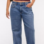 Abercrombie & Fitch Abercrombie Curve Love Baggy Low Rise Medium Blue Wash Distressed Jeans Photo 0