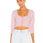 For Love & Lemons  Anastasia Cropped Cardigan in Carnation Womens M Coquette Girl Photo 0