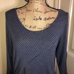 Jessica Simpson  Blue, Gray Stripe Slant Hemline Maternity Tunic 3/4 Sleeve Sz XL Photo 2