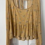 Sky And Sparrow Yellow Floral Open Back Babydoll Top Photo 1