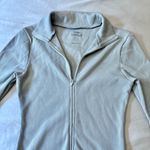 Good American Ribbed Knit Zip Polo Short Sleeve Bodysuit Gray Size 2 Photo 1