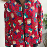 Notations Vintage‎  Nautical Flags Print Bomber Jacket Red Womens Large Photo 0