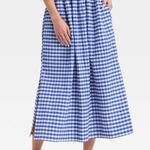 Universal Threads NWT Universal Thread romantic gingham Smocked Maxi Skirt with slit. Size Med Photo 0
