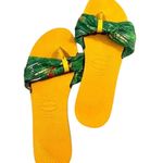 Havaianas Tropical Print Bow Slide Sandals with Yellow‎ Sole Summer Beach Flip Flops Photo 0